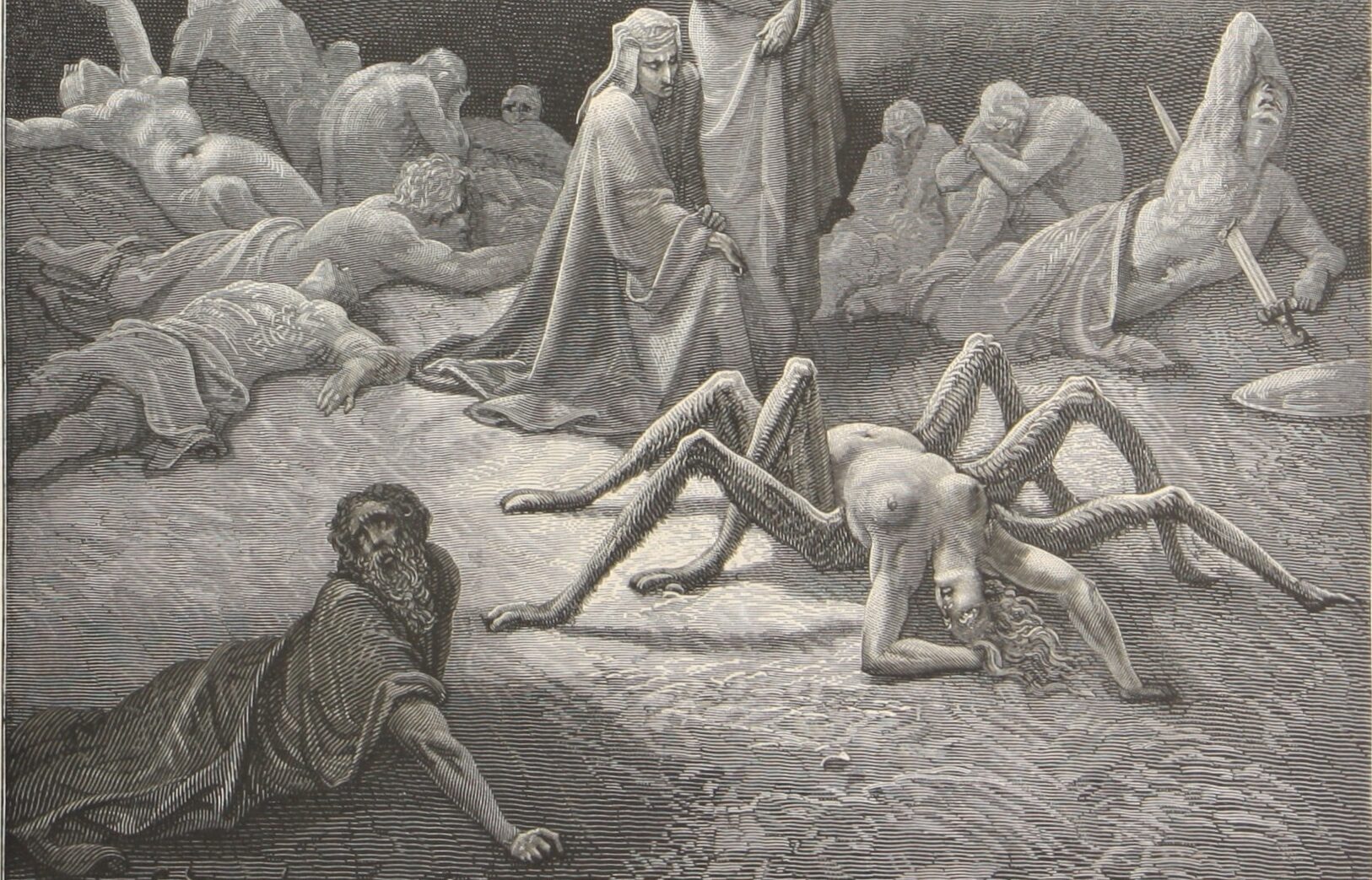 Arachne, Illustration von Gustave Doré, 1861